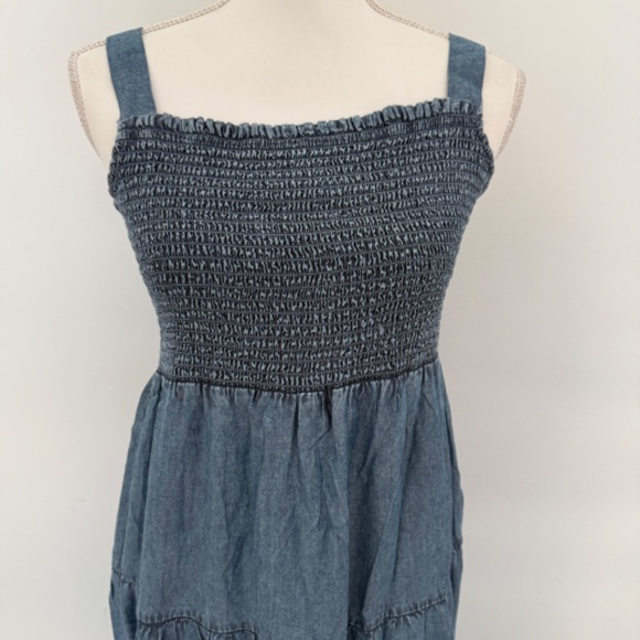 Z Supply Blue Denim Cotton Maxi Sundress Size L Workwear Everyday Casual Dress - Picture 8 of 10